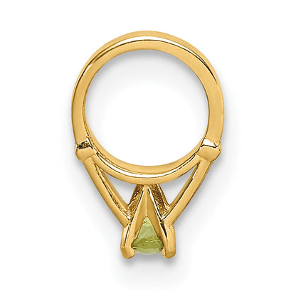14k Yellow Gold 14K 3D Ring with Light Green Glass Stone Charm
