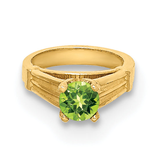 14k Yellow Gold 14K 3D Ring with Light Green Glass Stone Charm