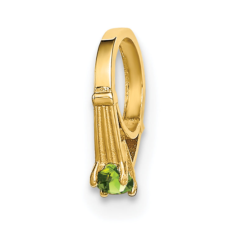 14k Yellow Gold 14K 3D Ring with Light Green Glass Stone Charm