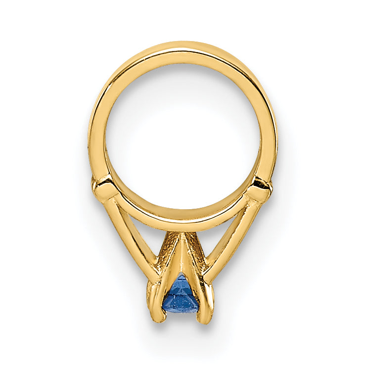 14k Yellow Gold 14K 3D Ring with Dark Blue Glass Stone Charm