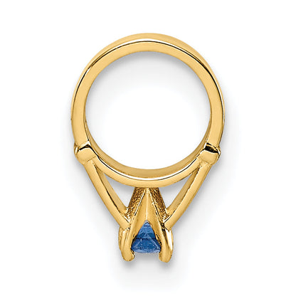 14k Yellow Gold 14K 3D Ring with Dark Blue Glass Stone Charm