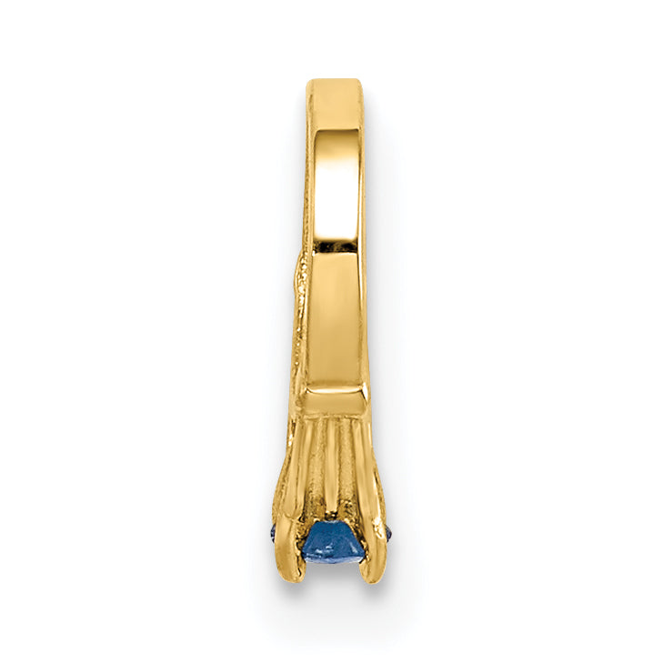 14k Yellow Gold 14K 3D Ring with Dark Blue Glass Stone Charm