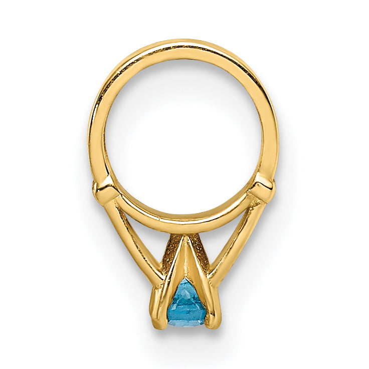14k Yellow Gold 14K 3D Ring with Aqua CZ Charm