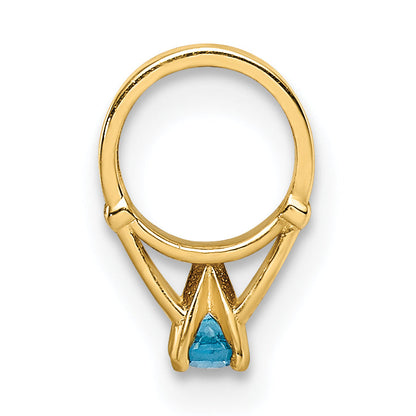14k Yellow Gold 14K 3D Ring with Aqua CZ Charm