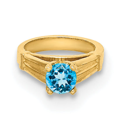 14k Yellow Gold 14K 3D Ring with Aqua CZ Charm