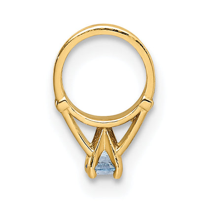 14k Yellow Gold 14K 3D Ring with Light Blue CZ Charm