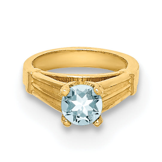 14k Yellow Gold 14K 3D Ring with Light Blue CZ Charm