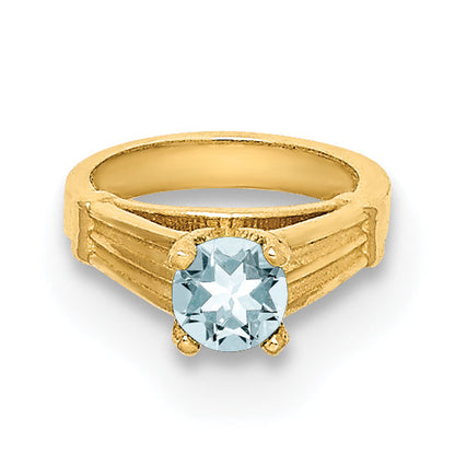 14k Yellow Gold 14K 3D Ring with Light Blue CZ Charm