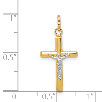 14k Yellow & Rhodium 14k with White Rhodium Polished Hollow Crucifix Charm