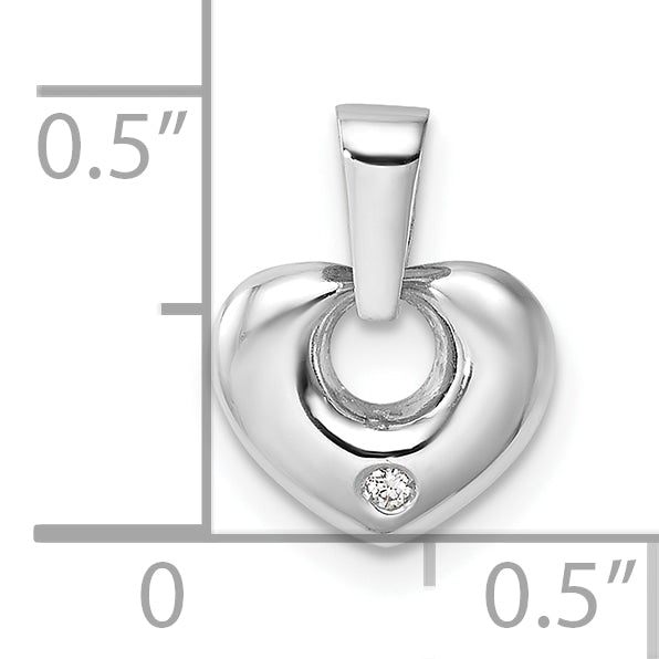 14k White Gold 14k White Gold 3D CZ Heart Pendant