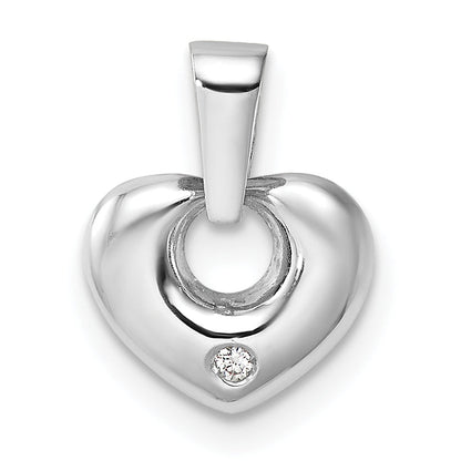 14k White Gold 14k White Gold 3D CZ Heart Pendant