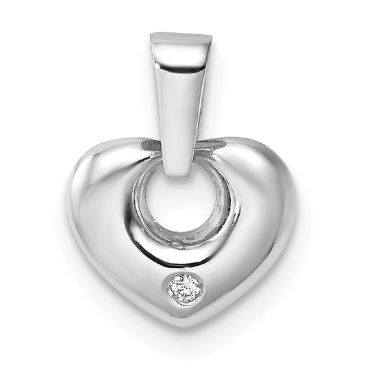 14k White Gold 14k White Gold 3D CZ Heart Pendant