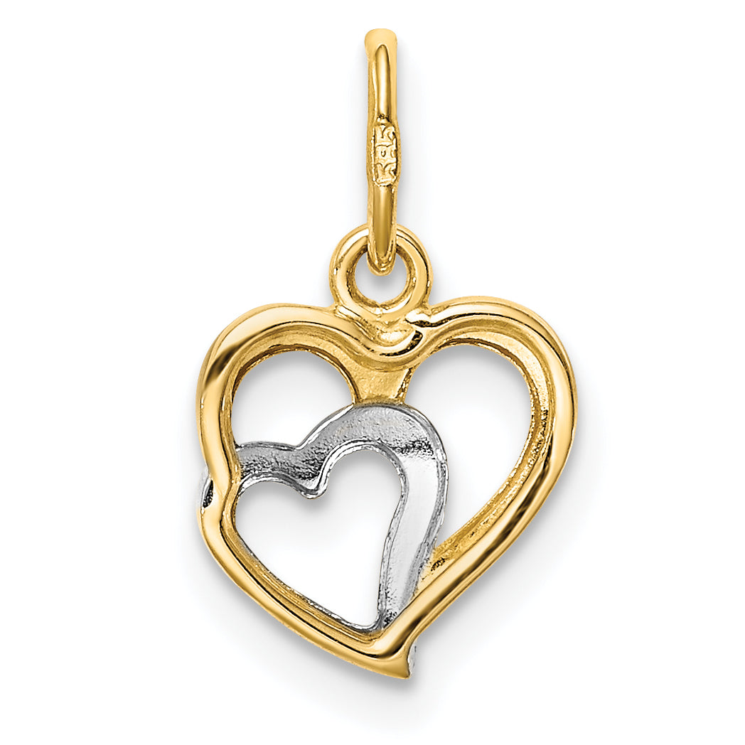 14k Yellow & Rhodium 14K and White Rhodium Polished Hearts Pendant