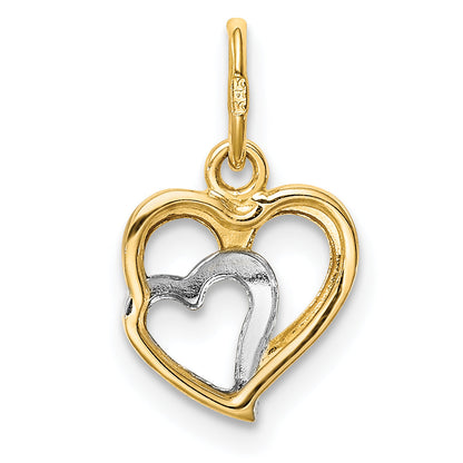14k Yellow & Rhodium 14K and White Rhodium Polished Hearts Pendant