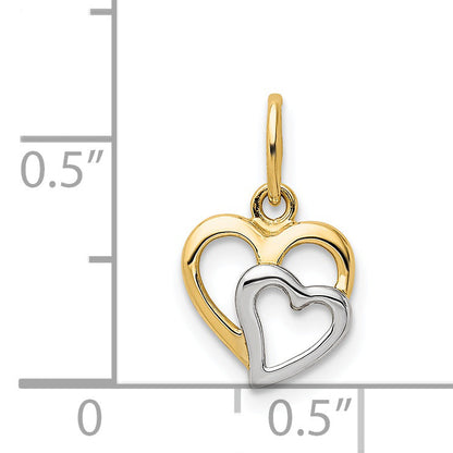 14k Yellow & Rhodium 14K and White Rhodium Polished Hearts Pendant