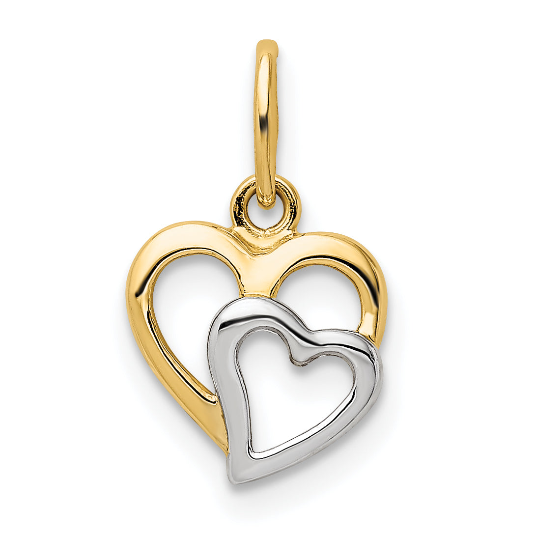 14k Yellow & Rhodium 14K and White Rhodium Polished Hearts Pendant