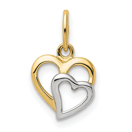 14k Yellow & Rhodium 14K and White Rhodium Polished Hearts Pendant