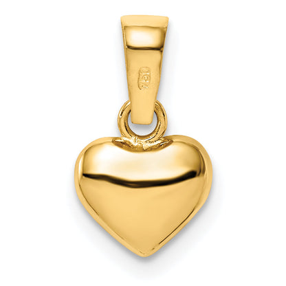 14k Yellow Gold 14k Satin and Polished 3D Puffed Heart Pendant