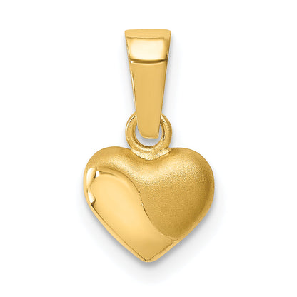 14k Yellow Gold 14k Satin and Polished 3D Puffed Heart Pendant