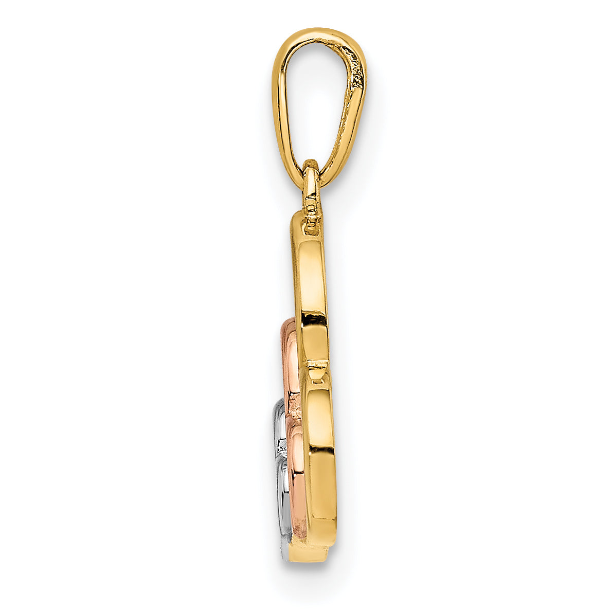 14k Yellow & Rhodium 14K w/Rose and White Rhodium Polished 3 Hearts Pendant