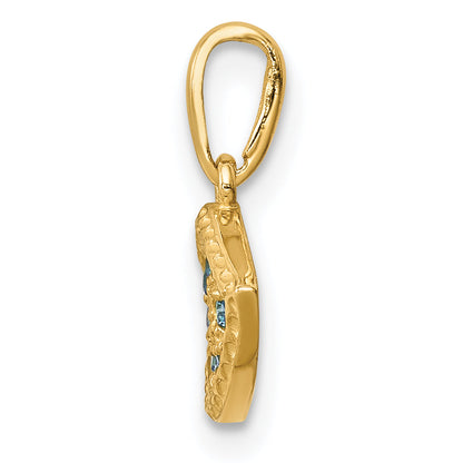 14k Yellow Gold 14K Blue CZ Eye Pendant
