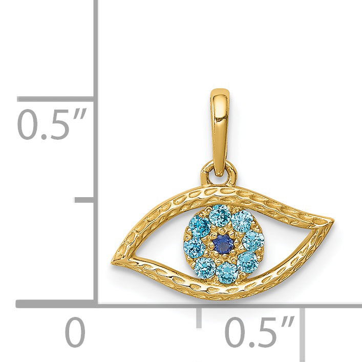 14k Yellow Gold 14K Blue CZ Eye Pendant