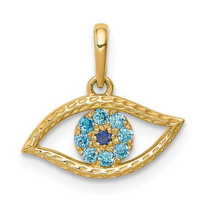 14k Yellow Gold 14K Blue CZ Eye Pendant