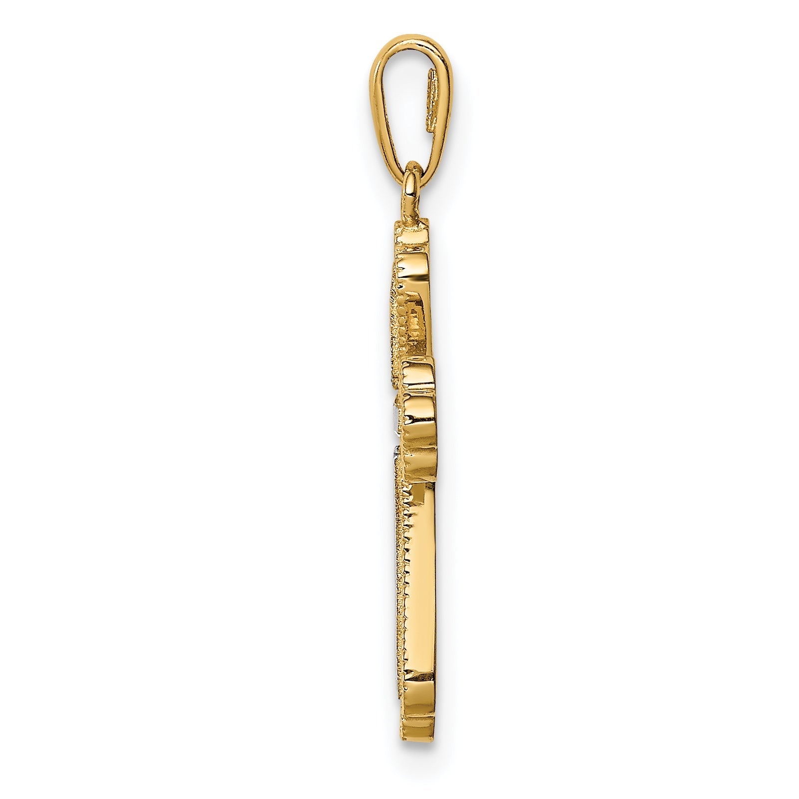 14k Yellow & Rhodium 14K w/White Rhodium CZ Cross Pendant