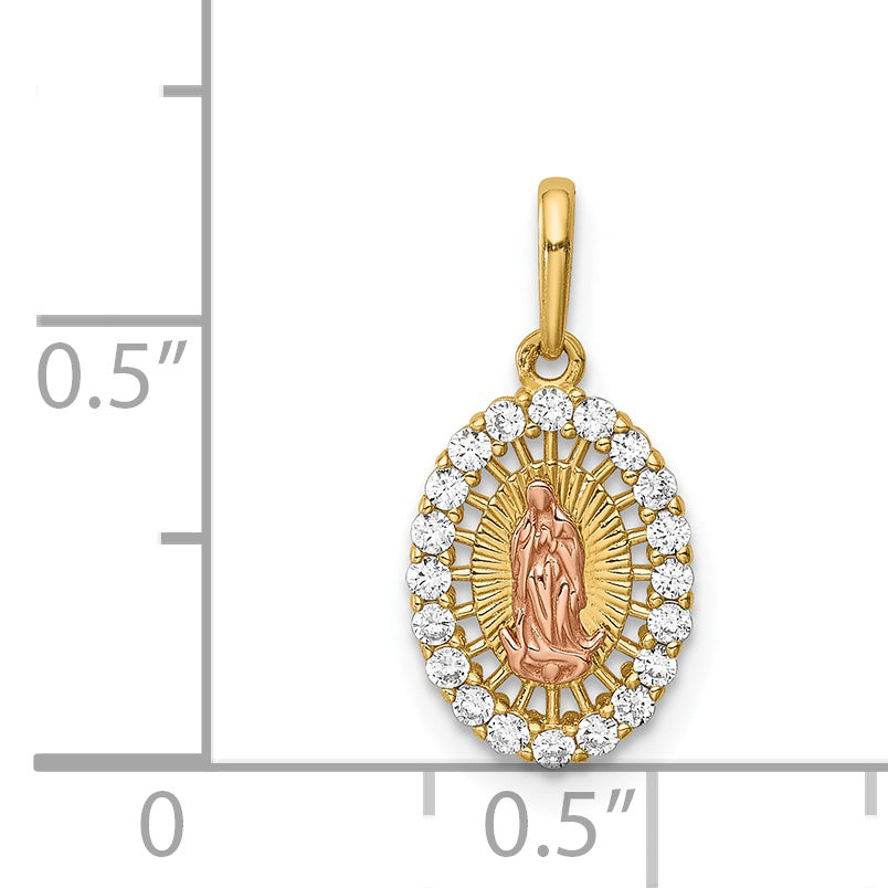 14k Two-tone 14K Two-tone Our Lady of Guadalupe CZ Pendant