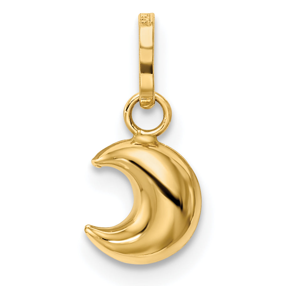 14k Yellow Gold 14k Polished Puffed Moon Charm