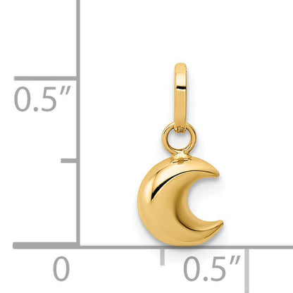 14k Yellow Gold 14k Polished Puffed Moon Charm