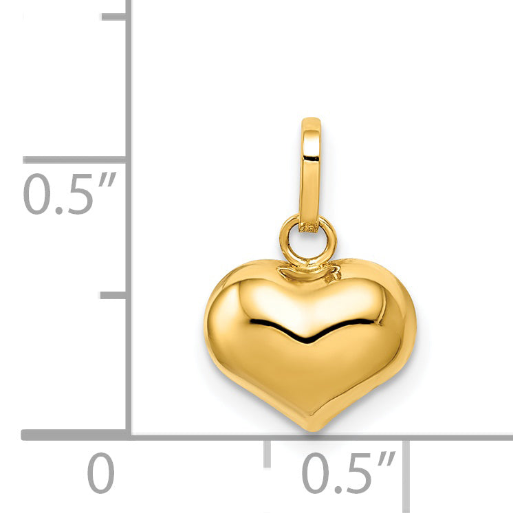 14k Yellow Gold 14k Polished Puffed Heart Charm