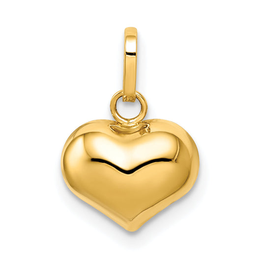 14k Yellow Gold 14k Polished Puffed Heart Charm