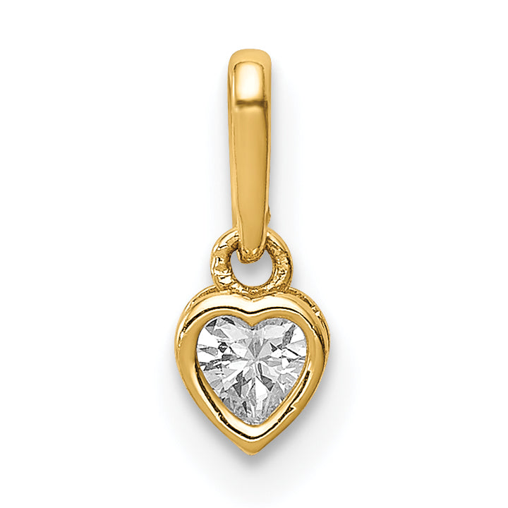14k Yellow Gold 14K CZ Heart Dangle Pendant