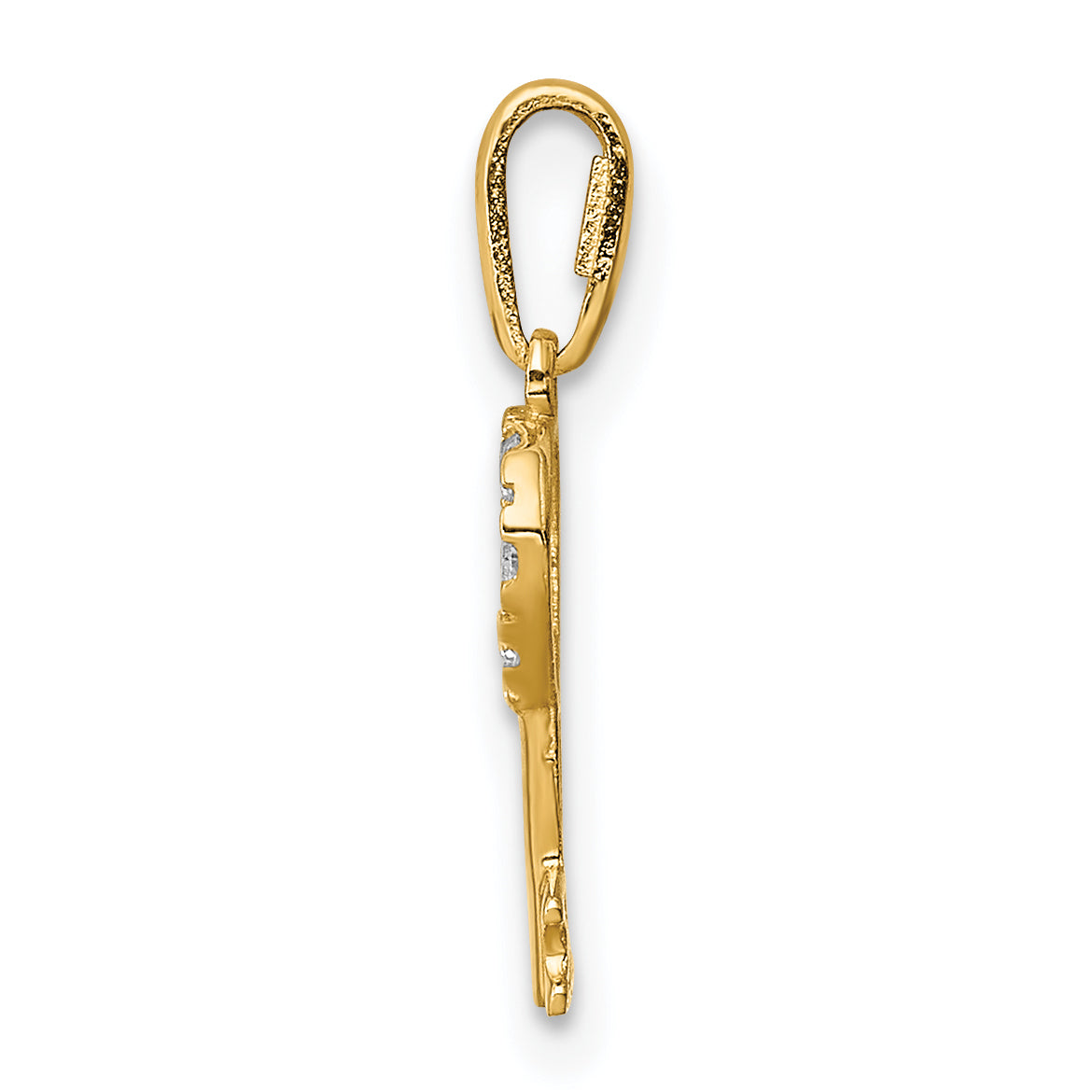 14k Yellow Gold 14K CZ Key Dangle Pendant