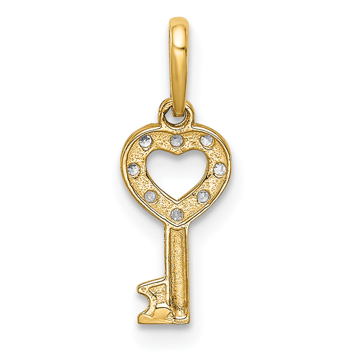 14k Yellow Gold 14K CZ Key Dangle Pendant