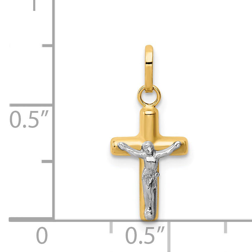 14k Yellow & Rhodium 14k w/Rhodium Polished Hollow Crucifix Charm