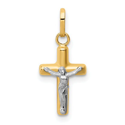 14k Yellow & Rhodium 14k w/Rhodium Polished Hollow Crucifix Charm