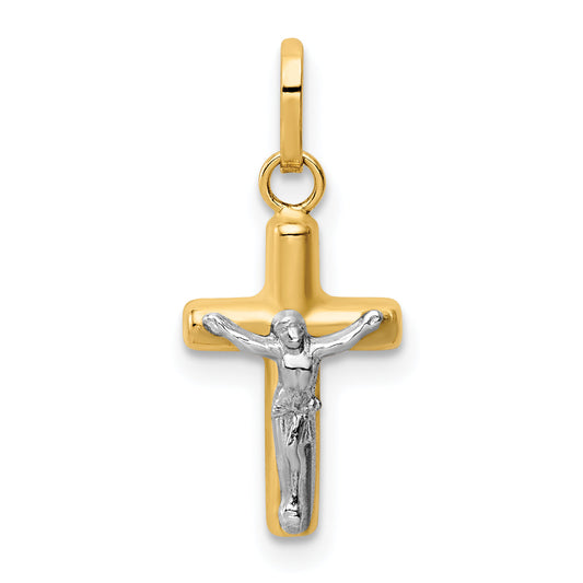14k Yellow & Rhodium 14k w/Rhodium Polished Hollow Crucifix Charm