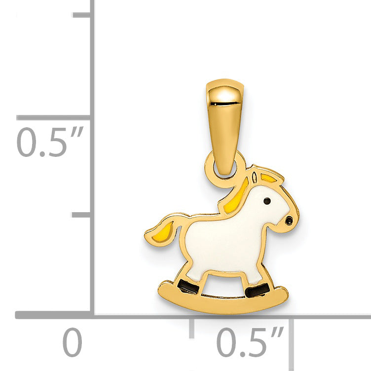 14k Yellow Gold 14k Enamel Rocking Horse Pendant