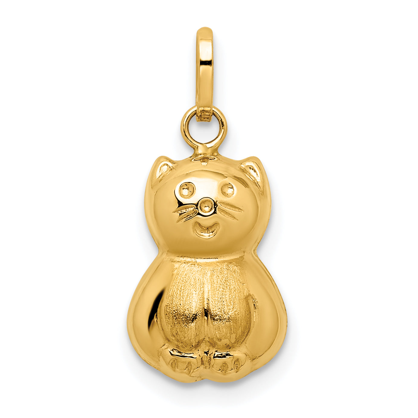 14k Yellow Gold 14k Satin & Polished 3D Cat Charm