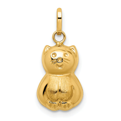 14k Yellow Gold 14k Satin & Polished 3D Cat Charm