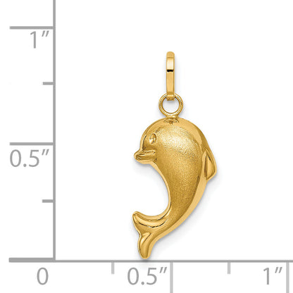 14k Yellow Gold 14k Hollow Satin & Polished Fish Charm