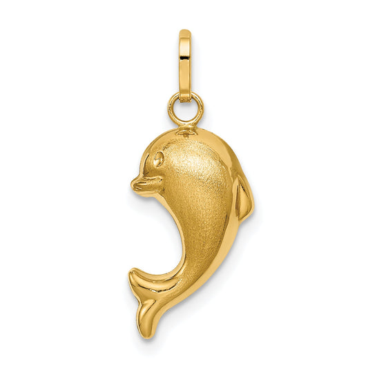 14k Yellow Gold 14k Hollow Satin & Polished Fish Charm