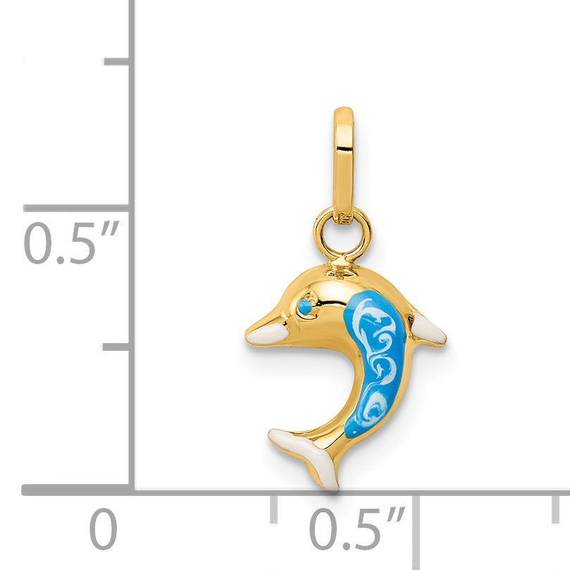 14k Yellow Gold 14k Enameled Dophin Charm