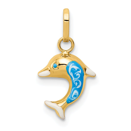 14k Yellow Gold 14k Enameled Dophin Charm