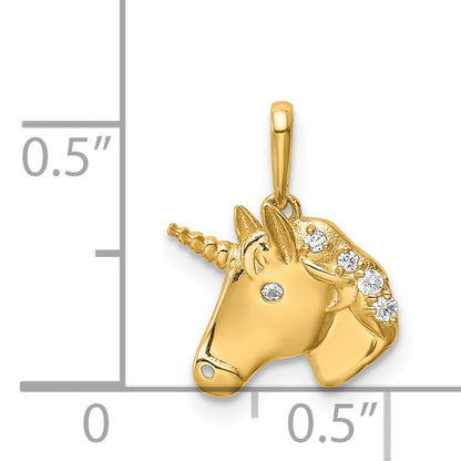 14k Yellow Gold 14K Unicorn CZ Pendant