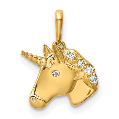 14k Yellow Gold 14K Unicorn CZ Pendant