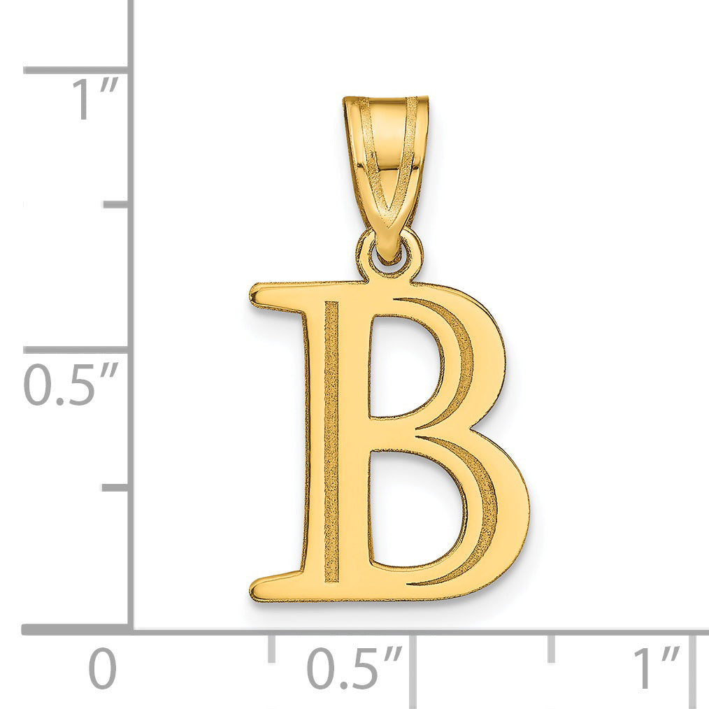 14k Yellow Gold 14k Polished Etched Letter B Initial Pendant
