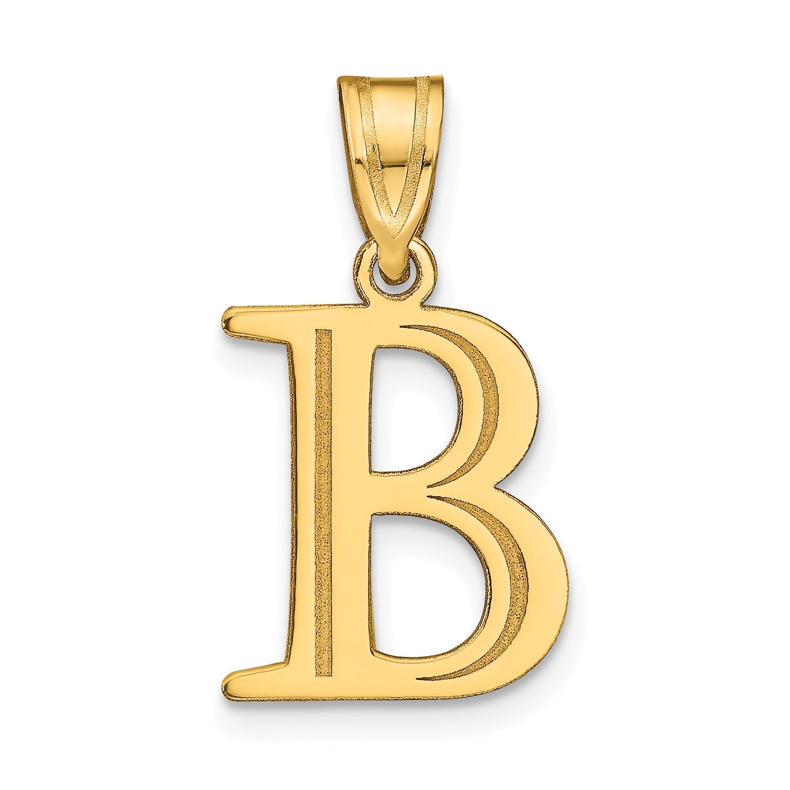 14k Yellow Gold 14k Polished Etched Letter B Initial Pendant